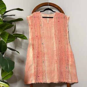 Uncle Frank MEDIUM Coral Pink Textured 100% Cotton Shift Dress